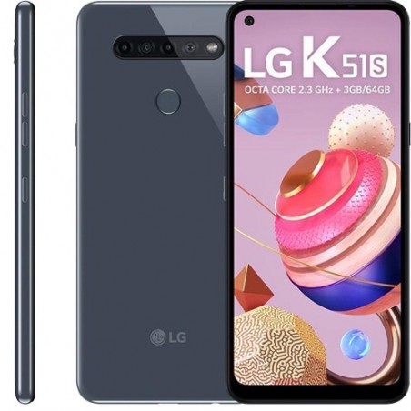Smartphone LG K51S - Titanium - 64GB - RAM 3GB - Octa Core - 4G - Câm Quádrupla - Selfie 13MP - Tela 6.5" - Android 9