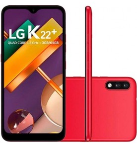 Smartphone LG K22+ - Vermelho - 64GB - RAM 3GB - Quad Core - 4G - Câmera Dupla - Tela 6.2" - Android 10