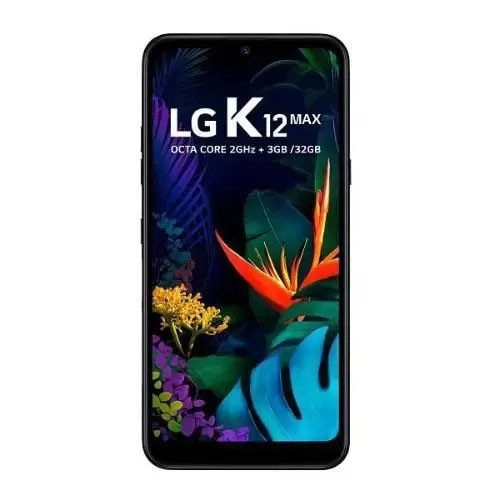 Smartphoe LG K12 Max - Preto - 32GB - RAM 3GB - Octa Core - 4G - 13MP - Tela 6.2" - Android 9