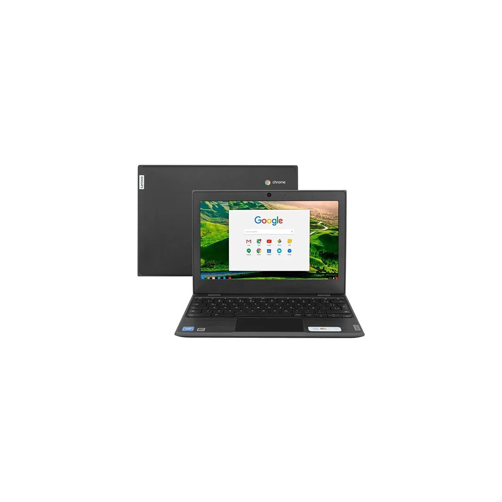 Chromebook Lenovo 100e 81MA001TBR - Preto - Intel Celeron N4020 - RAM 4GB - EMMC 32GB - Tela 11.6" - Chrome OS