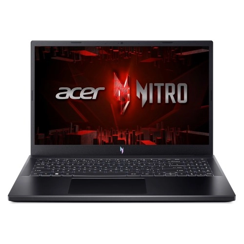 Notebook Acer Nitro ANV15‑51‑7037 vista frontal com acabamento preto e gamer
