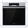 Forno elétrico de embutir Hisense preto inox visto de frente.