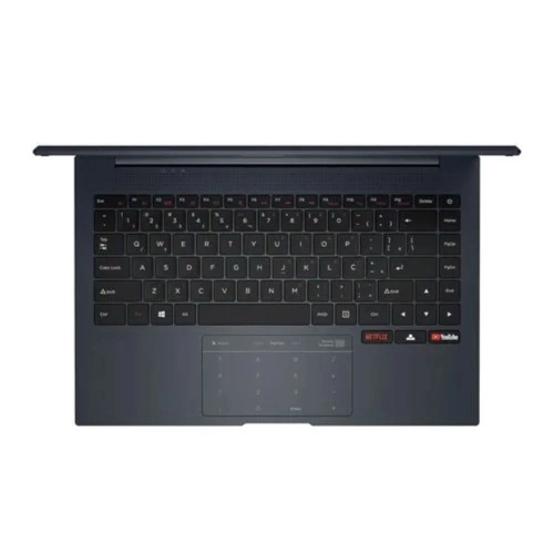 Teclado com teclas de atalho Netflix, Deezer e YouTube.
