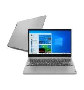 Notebook Lenovo Ideapad 3 com tela Full HD 15.6” exibindo Windows 10 – AMD Ryzen 7 e placa Radeon Vega 10