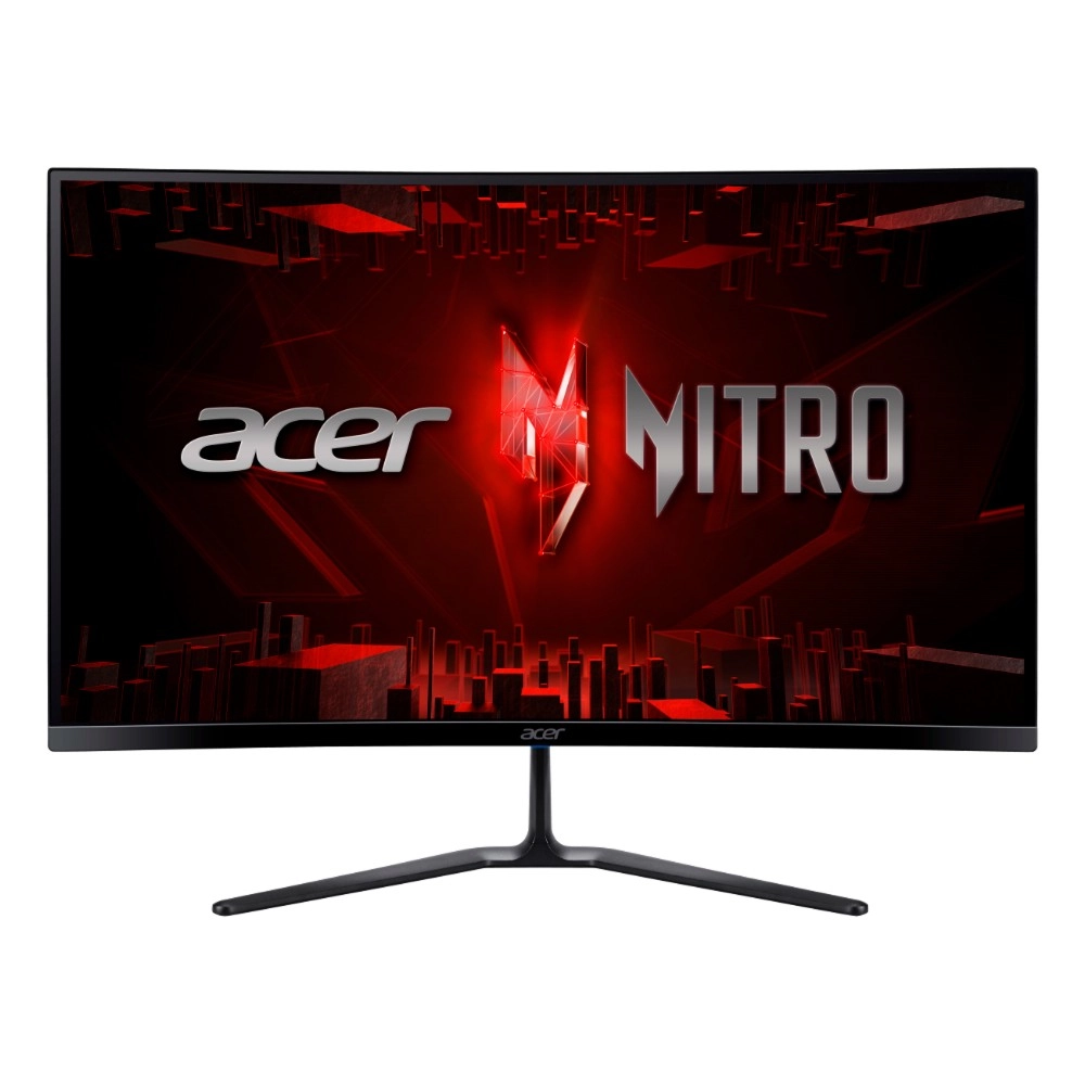 Monitor gamer curvo Acer Nitro ED270 visto de frente com tela ligada.