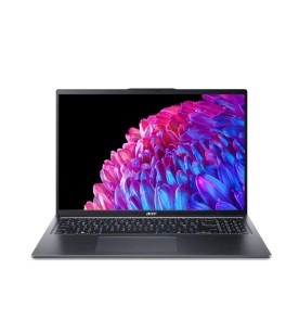Notebook Acer Swift Go SFG16-72T visto de frente com tela ligada.
