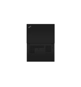 Parte traseira superior do Lenovo ThinkPad T14 com acabamento preto clássico