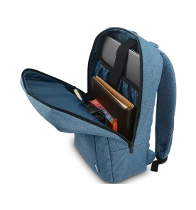 Mochila Lenovo B210 com zíper aberto mostrando espaço interno
