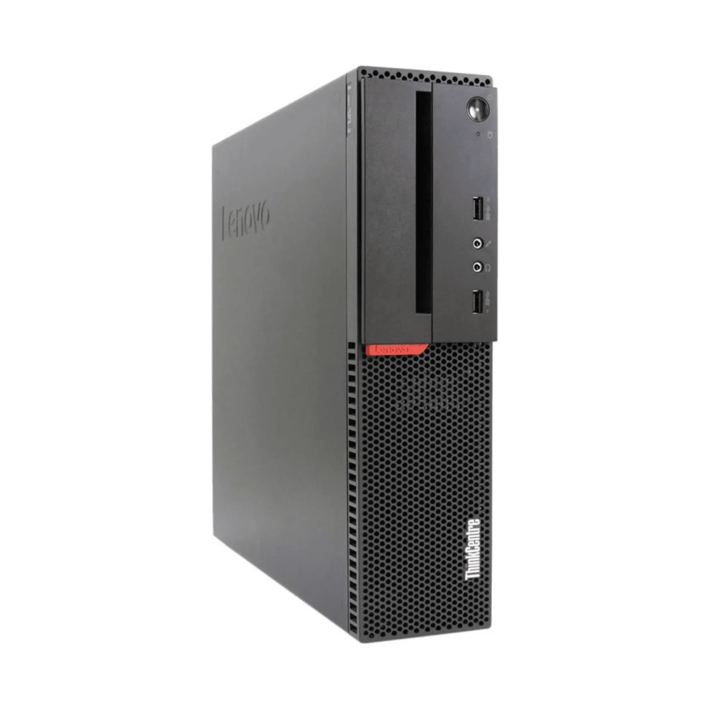 Desktop Lenovo ThinkCentre M900 Tiny visto de frente com design compacto