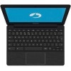 Chromebook Positivo CH1195 aberto em uma mesa, exibindo seu teclado em português do Brasil e sistema Chrome OS.