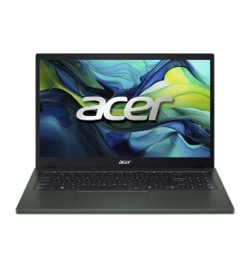 Notebook Acer Aspire Go 15 verde escuro visto de frente.