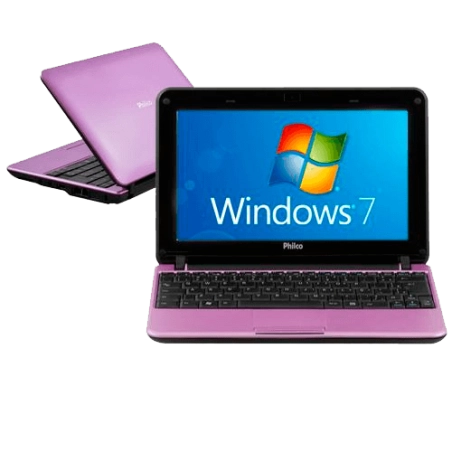 Netbook Philco 10B-R123WS - Intel Atom - 2GB RAM - HD 320GB - Rosa - Tela 10.1" Widescreen - Windows 7 Starter
