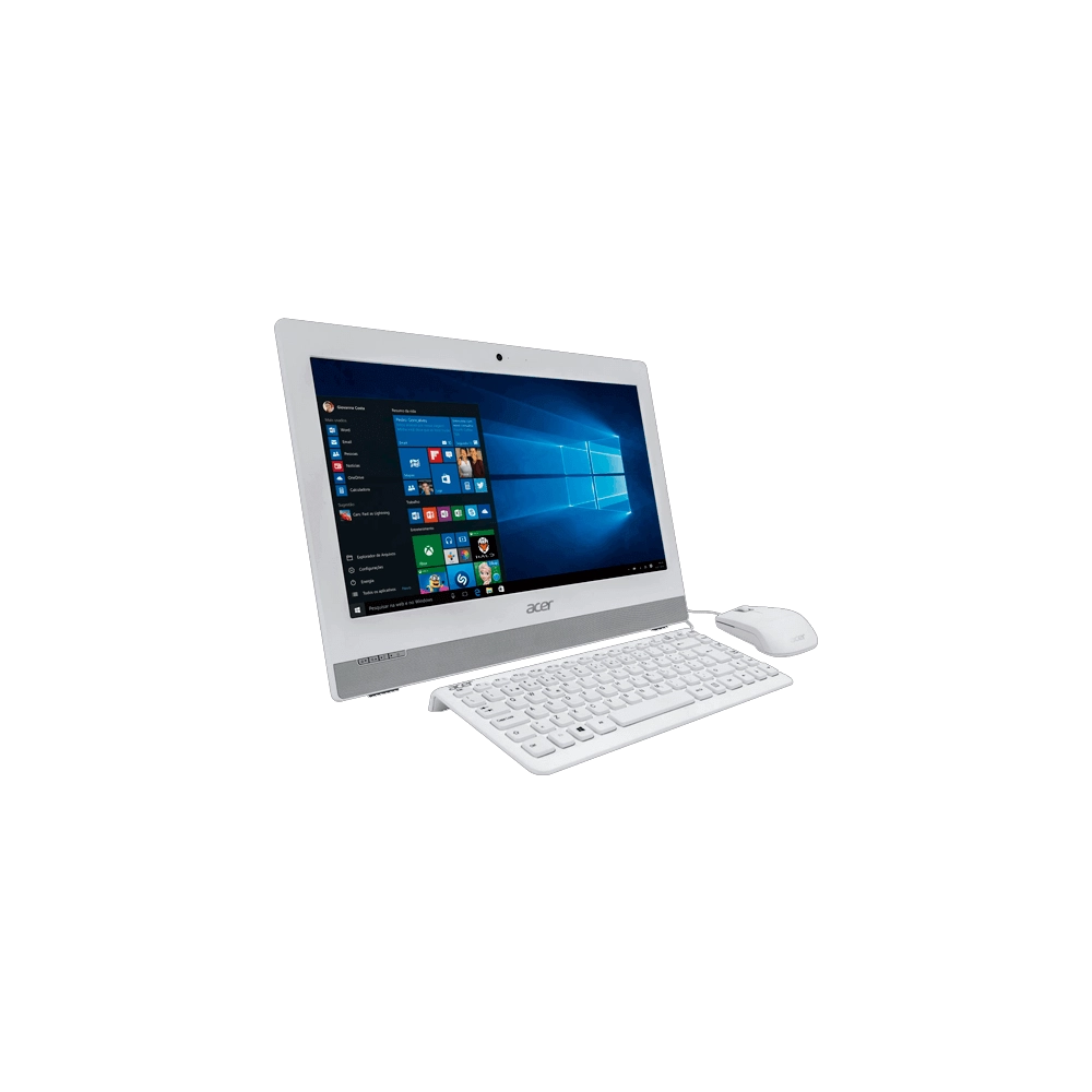Computador Acer All In One AZ1-752-BC52 - Intel Pentium Quad Core - RAM 4GB - HD 500GB - Tela 19,5" - Windows 10 - Branco