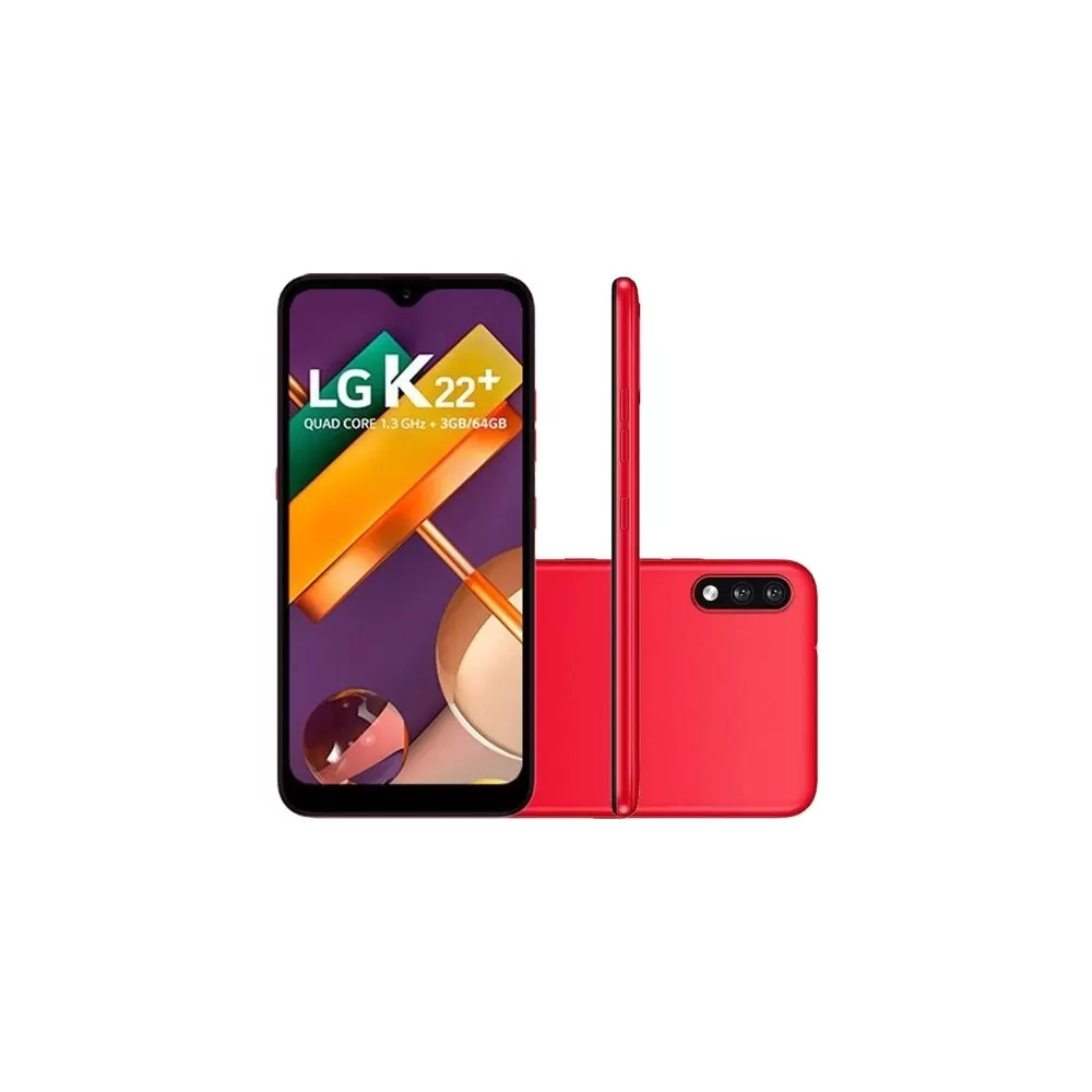 Smartphone LG K22+ - Vermelho - 64GB - RAM 3GB - Quad Core - 4G - Câmera Dupla - Tela 6.2" - Android 10