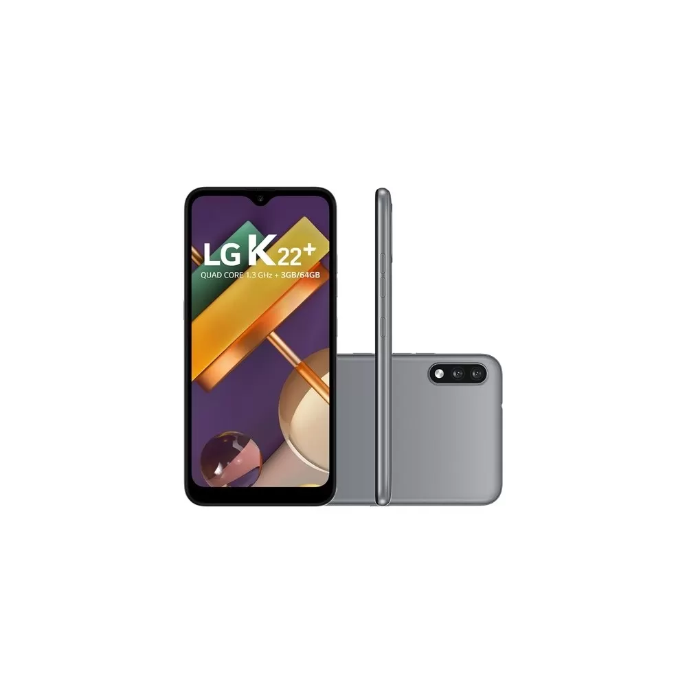 Smartphone LG K22+ - Titânio - 64GB - RAM 3GB - Quad Core - 4G - Câmera Dupla - Tela 6.2" - Android 10