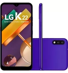 Smartphone LG K22 - Azul - 32GB - RAM 2GB - Quad Core - 4G - Câmera Dupla - Tela 6.2" - Android 10
