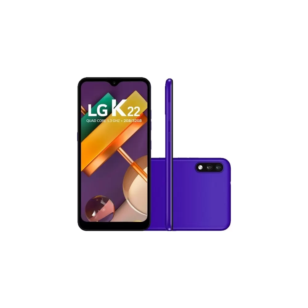 Smartphone LG K22 - Azul - 32GB - RAM 2GB - Quad Core - 4G - Câmera Dupla - Tela 6.2" - Android 10