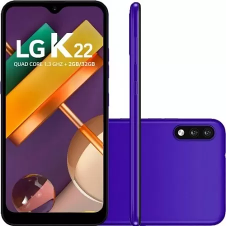 Smartphone LG K22 - Azul - 32GB - RAM 2GB - Quad Core - 4G - Câmera Dupla - Tela 6.2" - Android 10