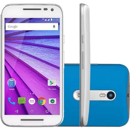 Smartphone Motorola Moto G3 - Branco/Azul - 16GB - RAM 1GB - Quad Core - 4G - 13MP - Tela 5" - Android 5.1