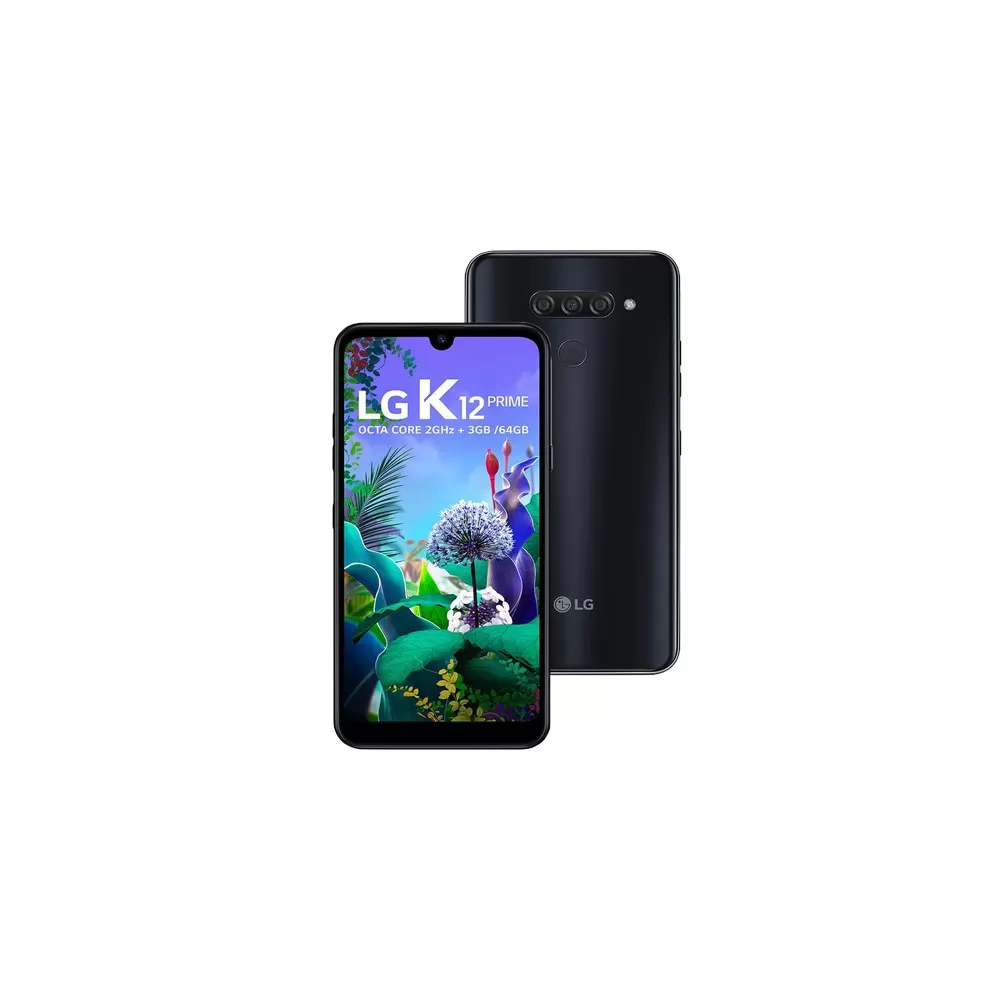 Smartphone LG K12 Prime - Preto - 64GB - RAM 3GB - Octa Core - 4G - Câmera tripla 16MP+5MP+2MP - Tela 6.2" - Android 9.0