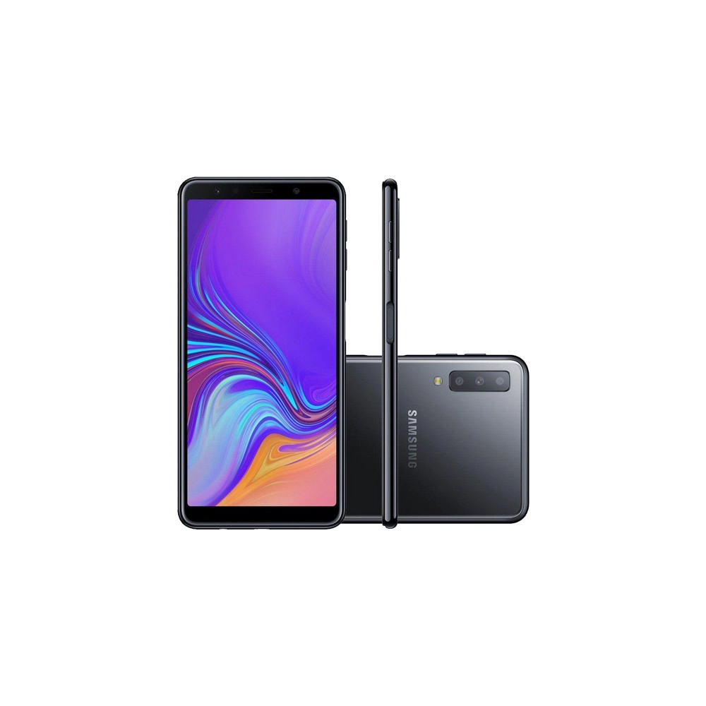 Smartphone Samsung Galaxy A7 - Preto - 128GB - RAM 4GB - Octa Core - 4G - Câmera Tripla - Tela 6" - Android 10