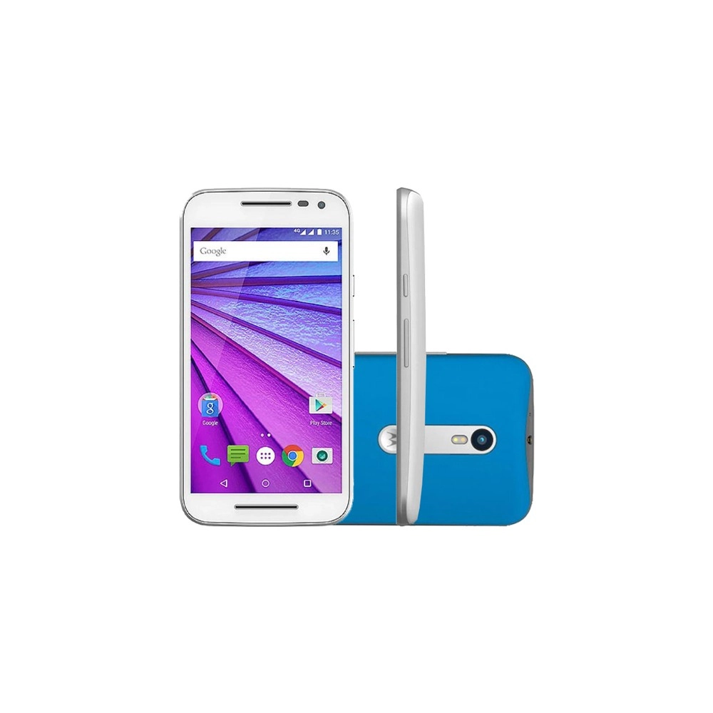 Smartphone Motorola Moto G3 - Branco/Azul Navy - 16GB - RAM 2GB - Quad Core - 4G - 13MP - Tela 5" - Android 5