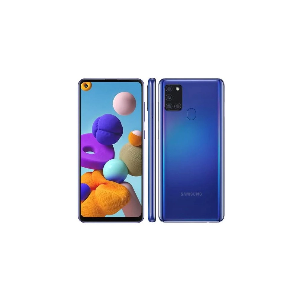 Smartphone Samsung Galaxy A21s - Azul - 64GB - RAM 4GB - Octa Core - 4G - Câmera Quadrupla - Tela 6.5" - Android 10