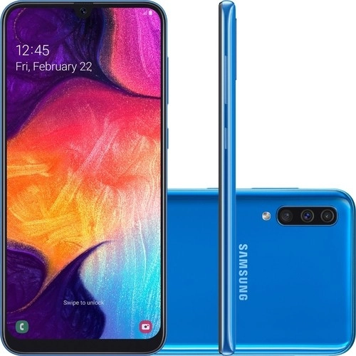 Smartphone Samsung Galaxy A50 - Azul - 128GB - RAM 4GB - Octa Core - 4G - Câmera Tripla - Tela 6.4" - Android 9