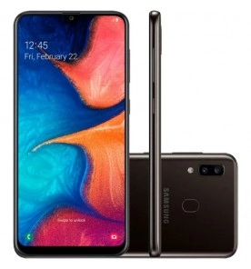 Smartphone Samsung Galaxy A20 - Preto - 32GB - RAM 3GB - Octa Core - 4G - Câmera dupla - Tela 6.4" - Android 10